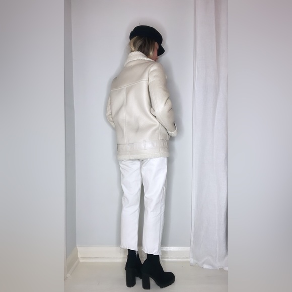 ZARA CREAM WINTER MOTO JACKET - Picture 6 of 10